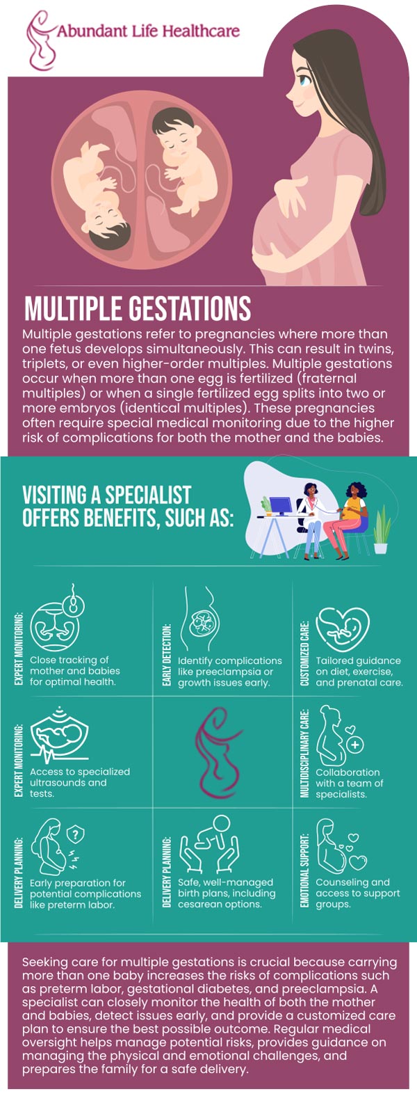 Dr. Marc Jean Gilles, DO, FACOG, at Abundant Life Healthcare is skilled and knowledgeable in handling the special difficulties and possible problems of twin, triplet, and higher-order pregnancies. He is prepared to give individualized treatment, keep a close eye on fetal development, and handle any problems that might come up during labor and delivery. For more information, contact us or schedule an appointment online. We are conveniently located at 601A Professional Drive, Suite 370, Lawrenceville, GA 30046. Dr. Marc Jean Gilles, DO, FACOG, at Abundant Life Healthcare is skilled and knowledgeable in handling the special difficulties and possible problems of twin, triplet, and higher-order pregnancies. He is prepared to give individualized treatment, keep a close eye on fetal development, and handle any problems that might come up during labor and delivery. For more information, contact us or schedule an appointment online. We are conveniently located at 601A Professional Drive, Suite 370, Lawrenceville, GA 30046.